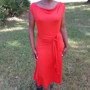 Vintage Dress Red Wrap A-line Spanish Stretch S Retro Chic Cocktail Evening Gown